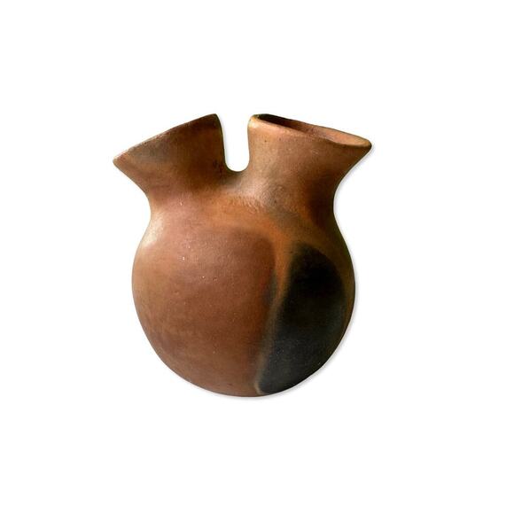 Native American Navajo Fired Clay Handmade Wedding Vase Signed "GR" - Picture 9 of 11